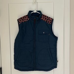 Howler Brothers Navy Vest with Red Patterned Shoulders